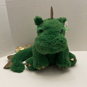 Portland Plush Dario Green Dragon Stuffed Animal Gold Accents 8” Soft With Tag